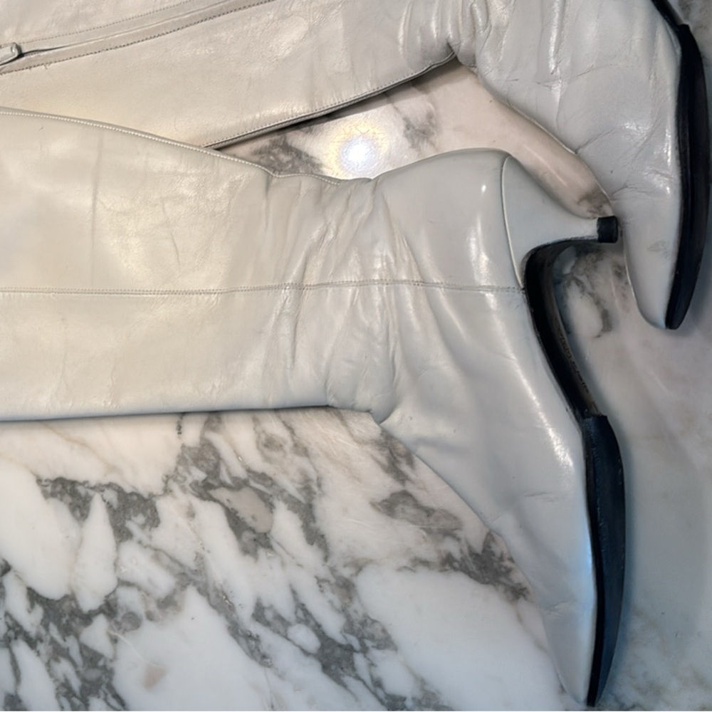 Calvin Klein 90s does 60s White Leather Boots